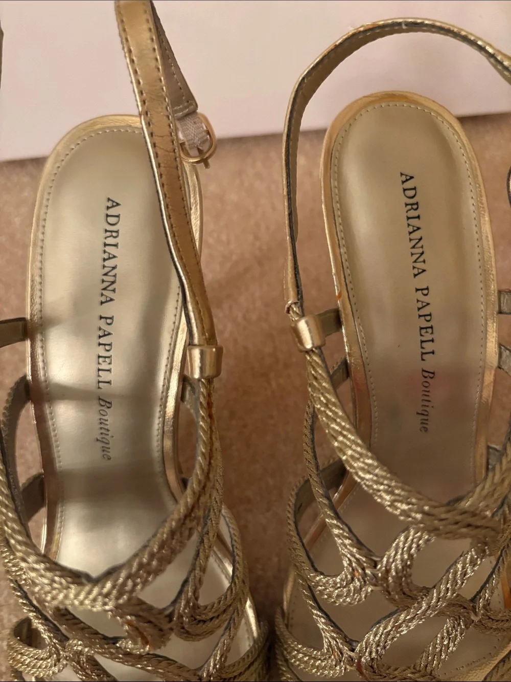 Adrianna Papell Metallic Gold Braided Heels